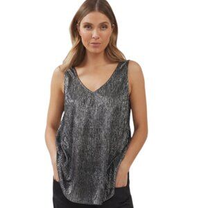 Metallic Shimmer V-Neck Sleeveless Top